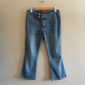 Vigor Jeans Vintage Y2K Light Blue Low Rise Flare Capri - Size Medium EUC